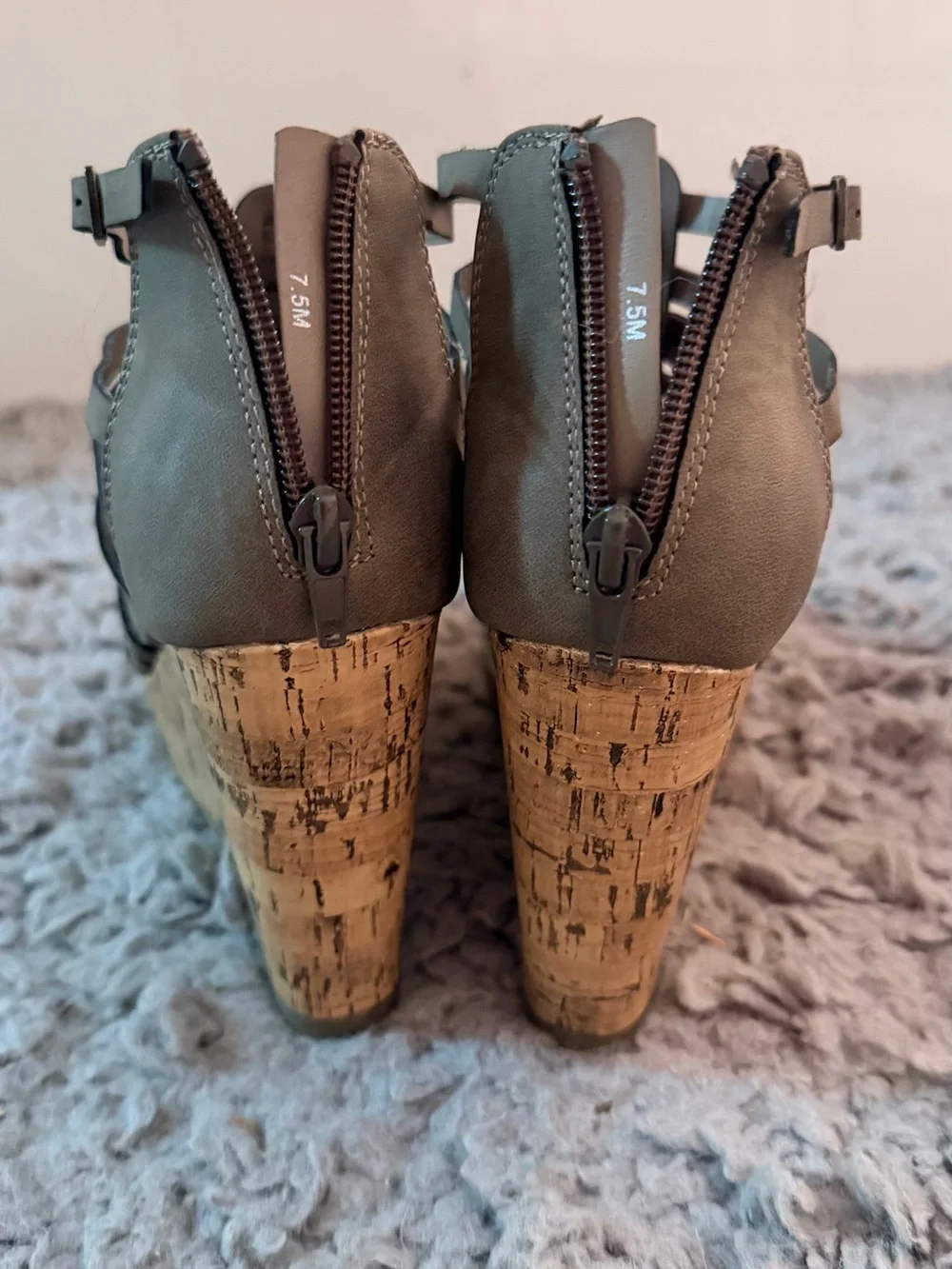 Jellypop Taupe Multi-Strap Cork Wedge Sandal